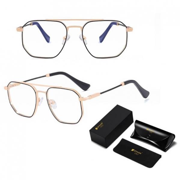 Okulary pilotki zerówki do komputera BLUE LIGHT z flexami 25140B gold/black