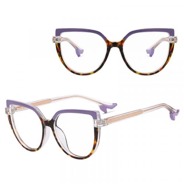 Damskie Okulary NA OBCASIE zerówki do komputera kocie BLUE LIGHT 25159D Fioletowe/Panterkowe