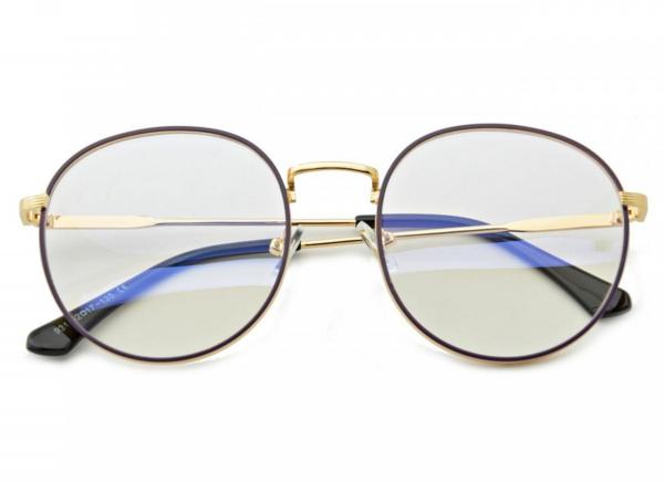 Lenonki okulary z filtrem zerówki z ANTYREFLEKSEM złoto-fioletowe 2525-3
