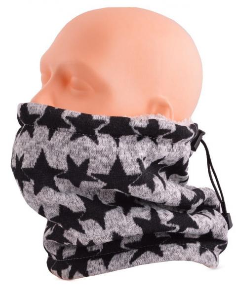 Komin - Czapka - Szalik - Chusta - Kominiarka, kolor Szary w gwiazdki- 29