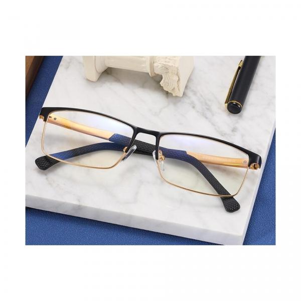 Męskie aluminiowe okulary zerówki do komputera BLUE LIGHT black-gold 25125C