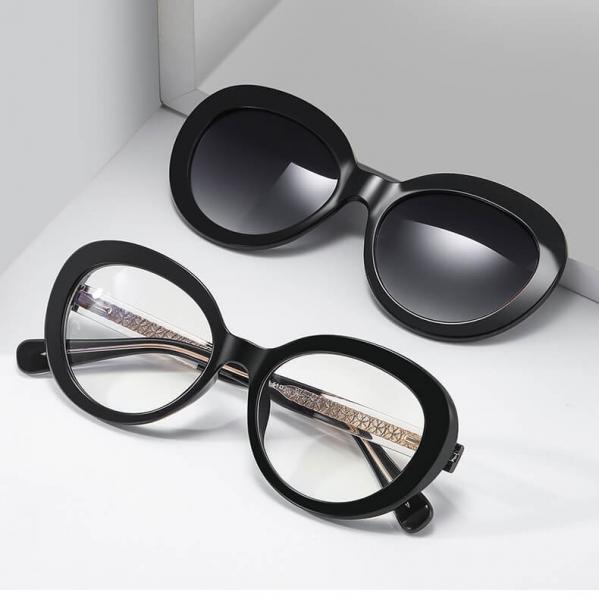 2w1 Okulary damskie do komputera + nakładka przeciwsłoneczna na magnes Clip-On 25174 czarne