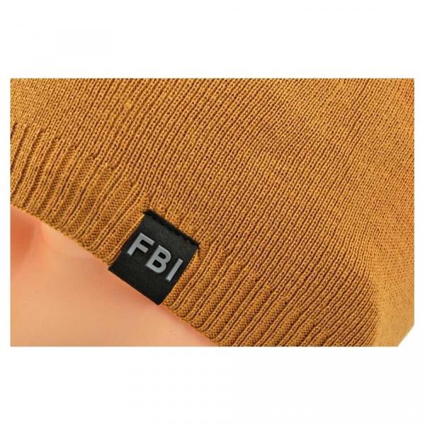 Musztardowa Męska Zimowa Czapka z polarem - L/XL FBI ST-508D