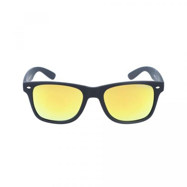 Okulary przeciwsłoneczne czarne nerdy matowe z pomarańczową lustrzanką DE-818A