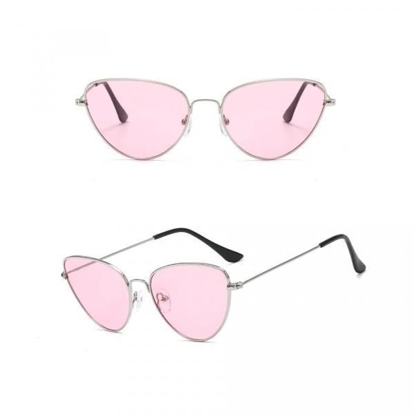 Damskie Różowe okulary przeciwsłoneczne kocie STEC-15