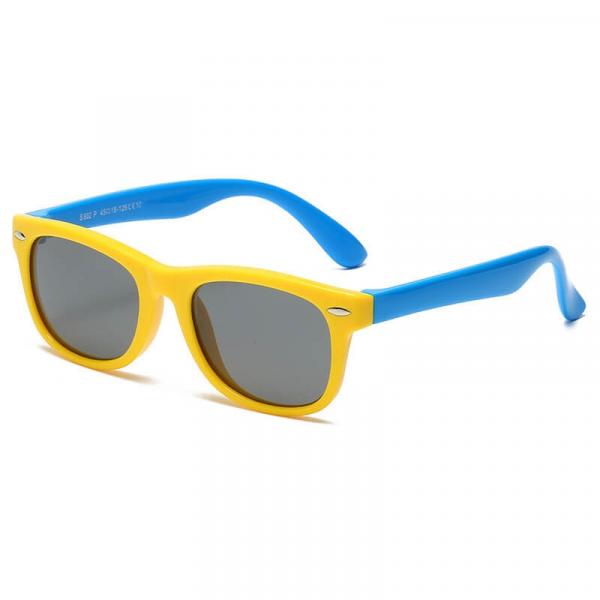 Dziecięce 5-9 lat gumowe okulary przeciwsłoneczne polaryzacyjne POL-JR-57C yellow/blue