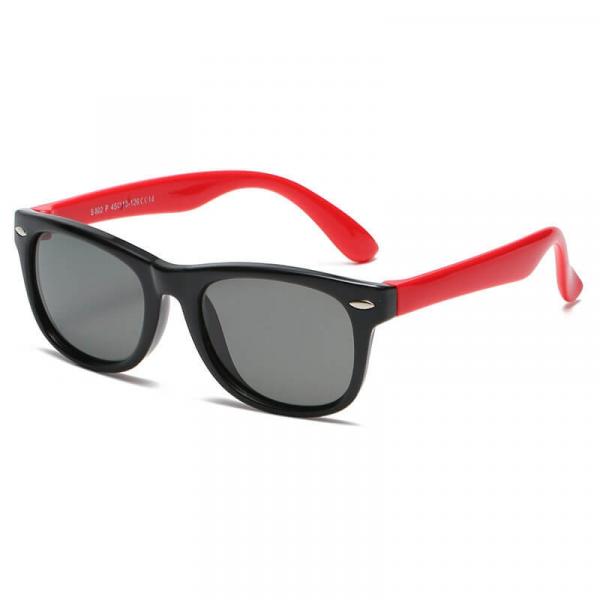 Dziecięce 5-9 lat gumowe okulary przeciwsłoneczne polaryzacyjne POL-JR-57A black/red
