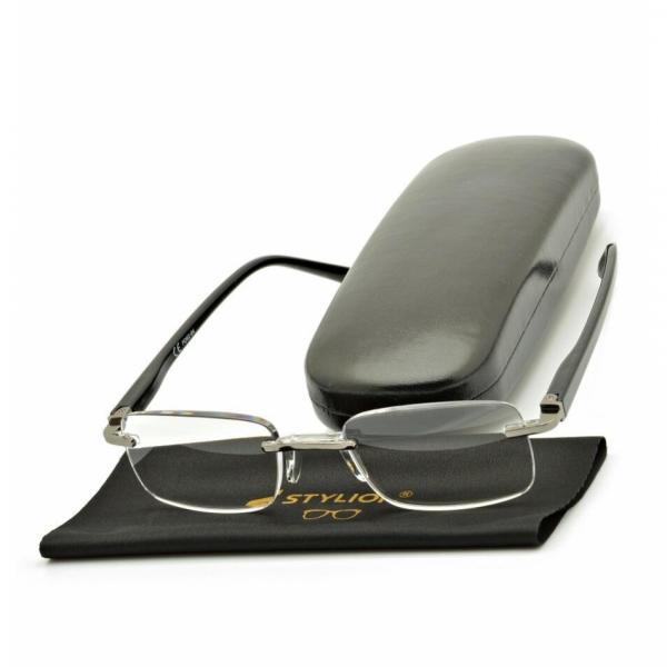 Plusy +3.00 okulary bezramkowe do czytania korekcyjne ST323X czarne