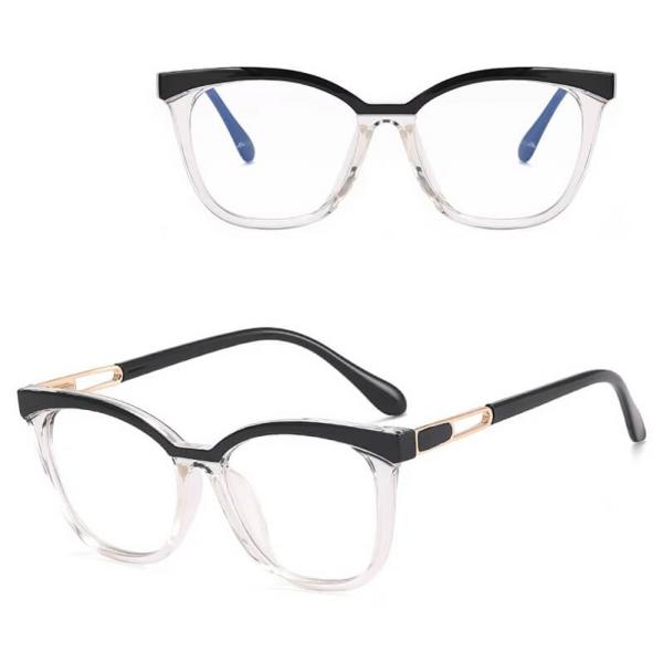 Damskie kocie oczy okulary zerówki do komputera BLUE LIGHT 25144E Czarny transparentny