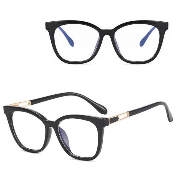 Damskie kocie oczy okulary zerówki do komputera BLUE LIGHT 25144 Czarne