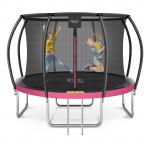 Trampolina ogrodowa dla dzieci 4FIZJO PRO z siatką ochronną 374cm 12FT różowa