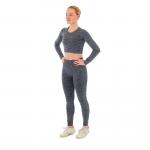 Damski zestaw sportowy Xtreme - legginsy sportowe + sportowy Croptop - Antracyt