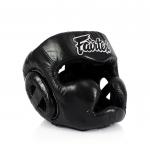 Kask Bokserski Fairtex HG13 z Ochroną Nosa Czarny/Czarny L