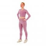 Damski zestaw sportowy Xtreme - legginsy sportowe + sportowy Croptop - Różowy