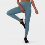 Kobieta Fitness Legginsy sportowe ze średnim stanem Finish Błękit Oceanu