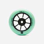 Koło freestyle 100 mm z czarną aluminiową felgą i zieloną gumą PU88A