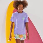 Koszulka UV surfingowa dla dzieci Olaian Water T-shirt 100 Ibiscus krótki rękaw