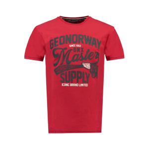 Koszulka męska Geographical Norway T-Shirt czerwona z nadrukiem