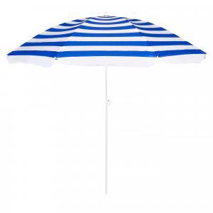 Parasol plażowy, kempingowy 180 cm łamany niebiesko-biały