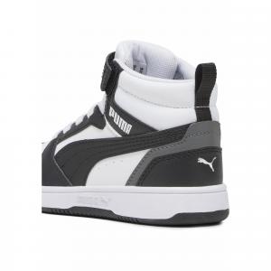 Dziecięce sneakersy Rebound V6 Mid PUMA White Black Shadow Gray