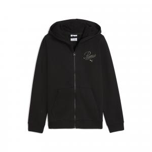 Młodzieżowa rozpinana bluza z kapturem Essentials Script PUMA Black