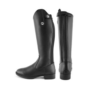 Buty jeździeckie ze skóry syntetycznej z zamkiem z tyłu i szeroką łydką