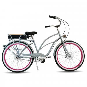 Rower elektryczny e-bike beach cruiser miejski damski Pink Panther 28