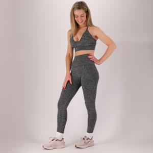 Damski zestaw sportowy - Legginsy/Crop Top - Antracyt