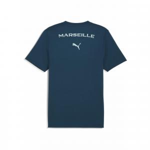 Męska koszulka Casuals Olympique Marsylia PUMA Ocean Tropic Turquoise Surf Blue