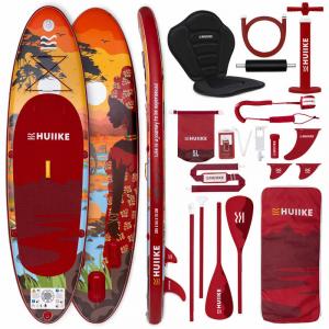 Deska SUP Nadmuchiwana Akcesoria Premium, HUIIKE, Bordowy, o Dużej Stabilności