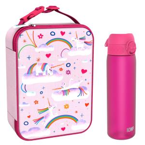 Zestaw lunchowy dla dzieci ION8 Unicorn Rainbows. Lunchbag i bidon 500ml