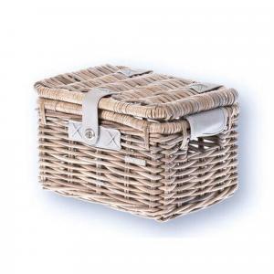 Rattanowy Kosz Na Rower Denton Mały 35 X 24 X 20 Cm - Naturalny Szary