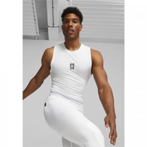 Męski top bez rękawów do koszykówki Hoops Team PUMA White