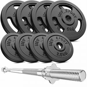 Zestaw obciążeń żeliwnych Hop-Sport Strong 39kg z gryfem prostym