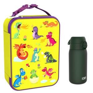 Dziecięcy zestaw śniadaniowy ION8 Dragons. Lunchbag i bidon 400ml z RECYCLON