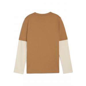 Młodzieżowa warstwowa koszulka MID90s z długim rękawem PUMA Melted Caramel Brown
