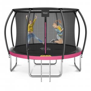 Trampolina ogrodowa dla dzieci 4FIZJO PRO z siatką ochronną 374cm 12FT różowa