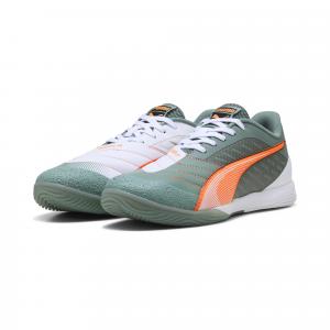 Halowe buty piłkarskie IBERO IV PUMA Green Moon Heat Fire Black White Orange