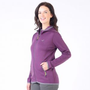 Damska bluza rozpinana z kapturem 100% Merino - Marin/Woolona