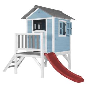 AXI Beach Lodge XL Domek dla dzieci niebieskim z czerwona zjezdzalnia
