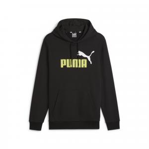 Męska bluza z kapturem Essentials+ Two-Tone Big Logo PUMA Black Lime Sheen