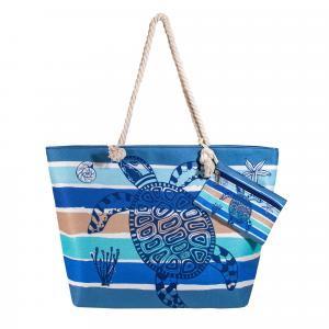 Torba plażowa niebieska w żółwie 40x60 cm