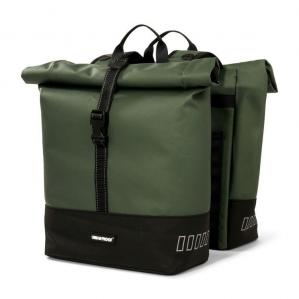 Podwójna Torba Rowerowa Z Recyklingu Rolltop 38 Litrów 30 X 15 X 42 Cm - Zielona