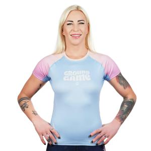 Rashguard do MMA/BJJ damski Ground Game Athletic Light Blue z krótkim rękawem