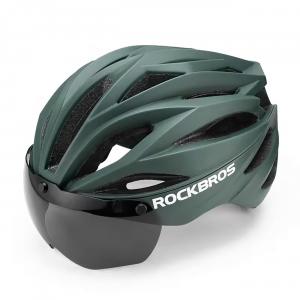 Kask rowerowy Rockbros z szybką, odpinane okulary z ochroną UV