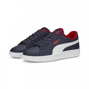 Młodzieżowe skórzane sneakersy Smash 3.0 PUMA Navy White For All Time Red Blue