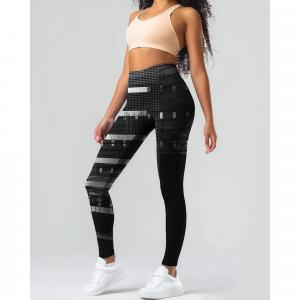 Legginsy sportowe damskie z wysokim stanem z kieszenią Black and White