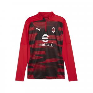 Męska bluza przedmeczowa z zamkiem 1/4 AC Milan PUMA For All Time Red Black