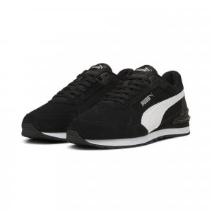 Sneakersy zamszowe unisex ST Runner v4 PUMA Black White Silver Metallic