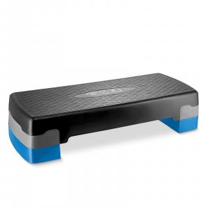 Step do aerobiku do ćwiczeń fitness 4FIZJO STANDARD 2-stopniowy czarno-niebieski